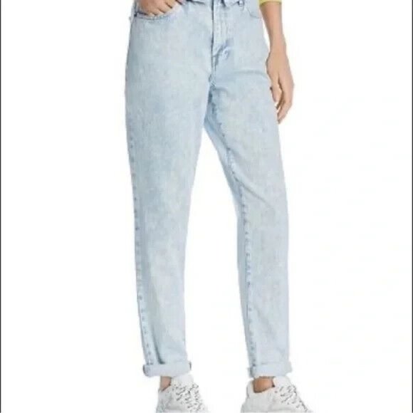 Pistola Fold-over High Rise Jeans Womens sz 30 Relaxed Straight-leg Crush Wash - Picture 3 of 9